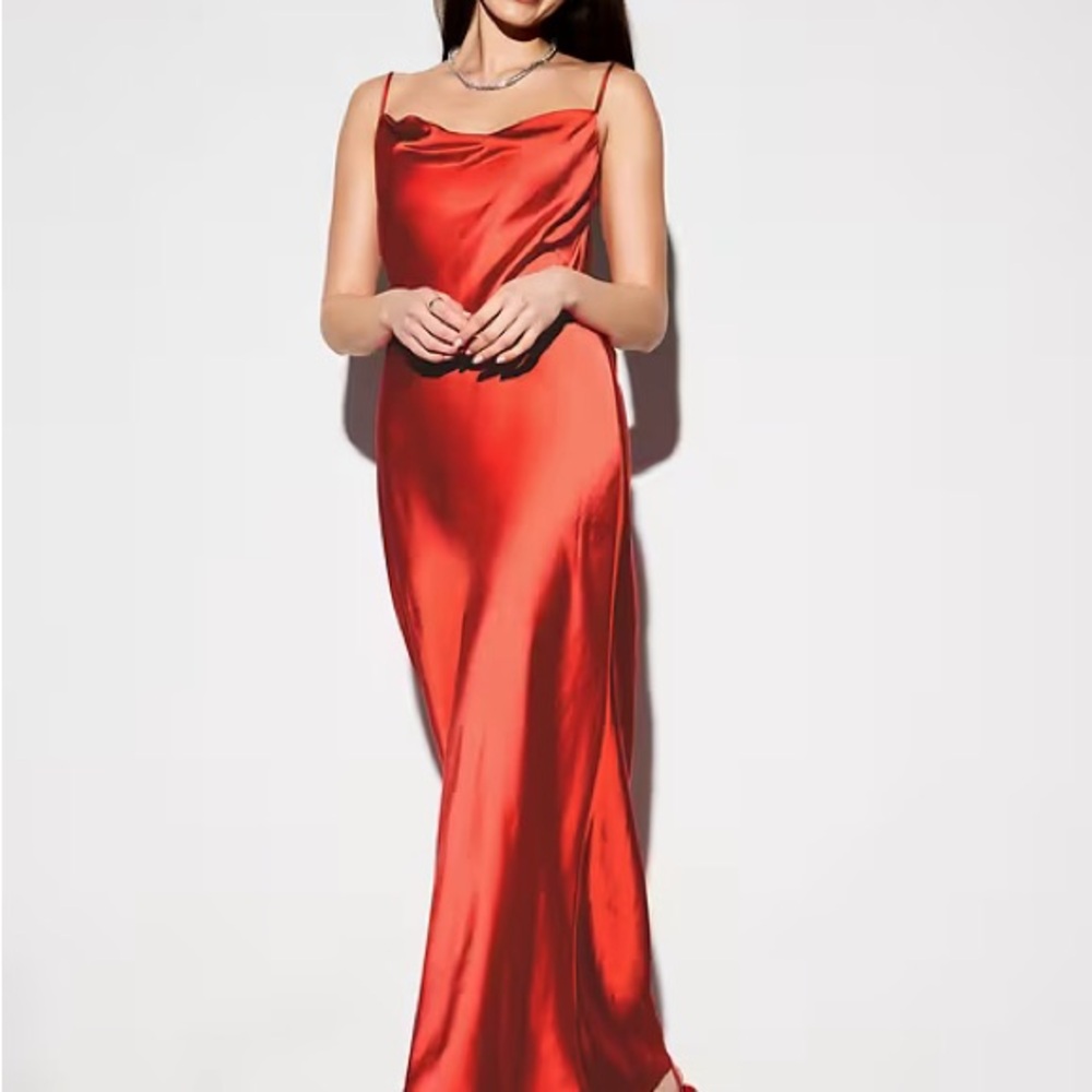 Elegant Red Satin Slip Dress